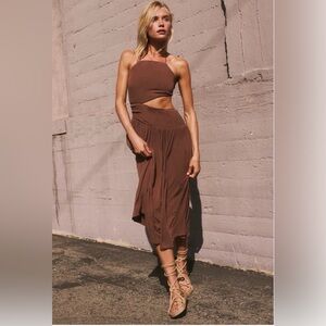 Free People Suki size large asymmetrical halter cut out dress